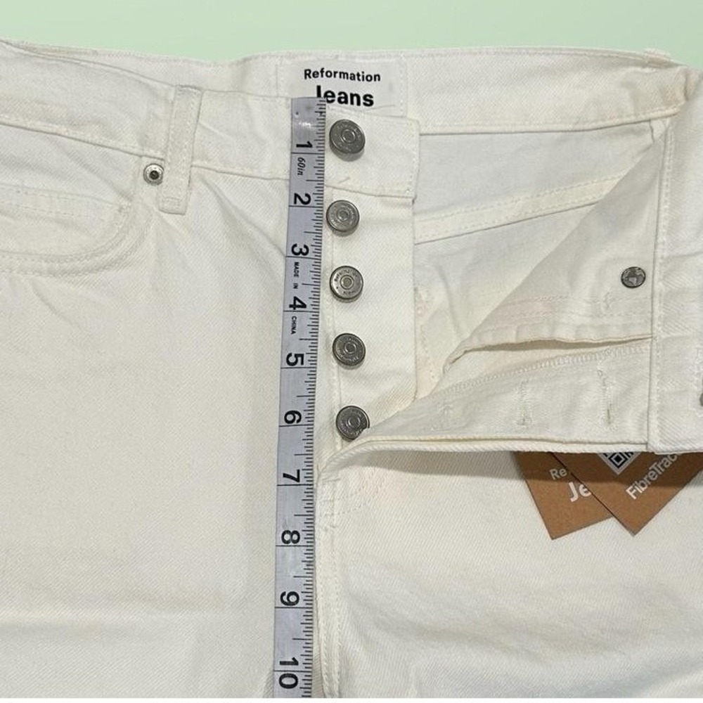 Reformation Cynthia High Rise Straight Jeans 25 White Flora Embroidery NWT - Picture 5 of 10